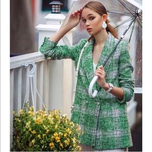 NWT Zara Plaid Flock Coat